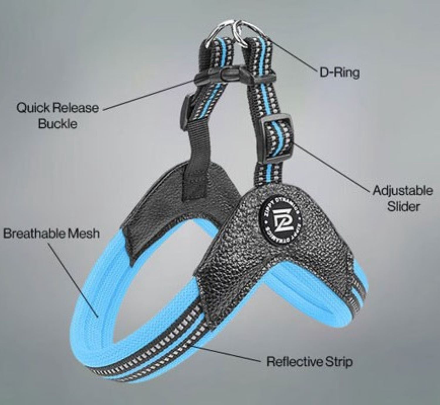 Stride. Dog Blue Step-In Adjustable Harness