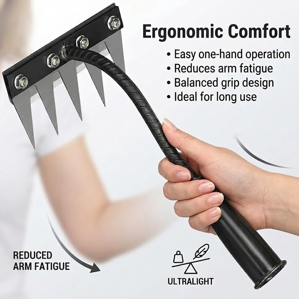 5/6/7/8 Teeth Carbon Steel Garden Weeding Rakes,Heavy-Duty Garden Weed Puller Tool for Lawn Yard Gardens Farm