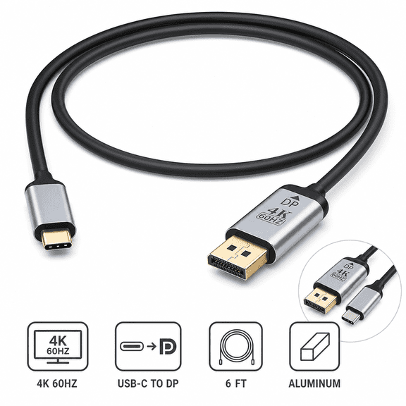 Thunderbolt 3, Usb-c To Dp Type-c Cable To Displayport 4k 60hz