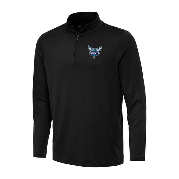 Men's Antigua Black Charlotte Hornets Reprocess Quarter-Zip Top