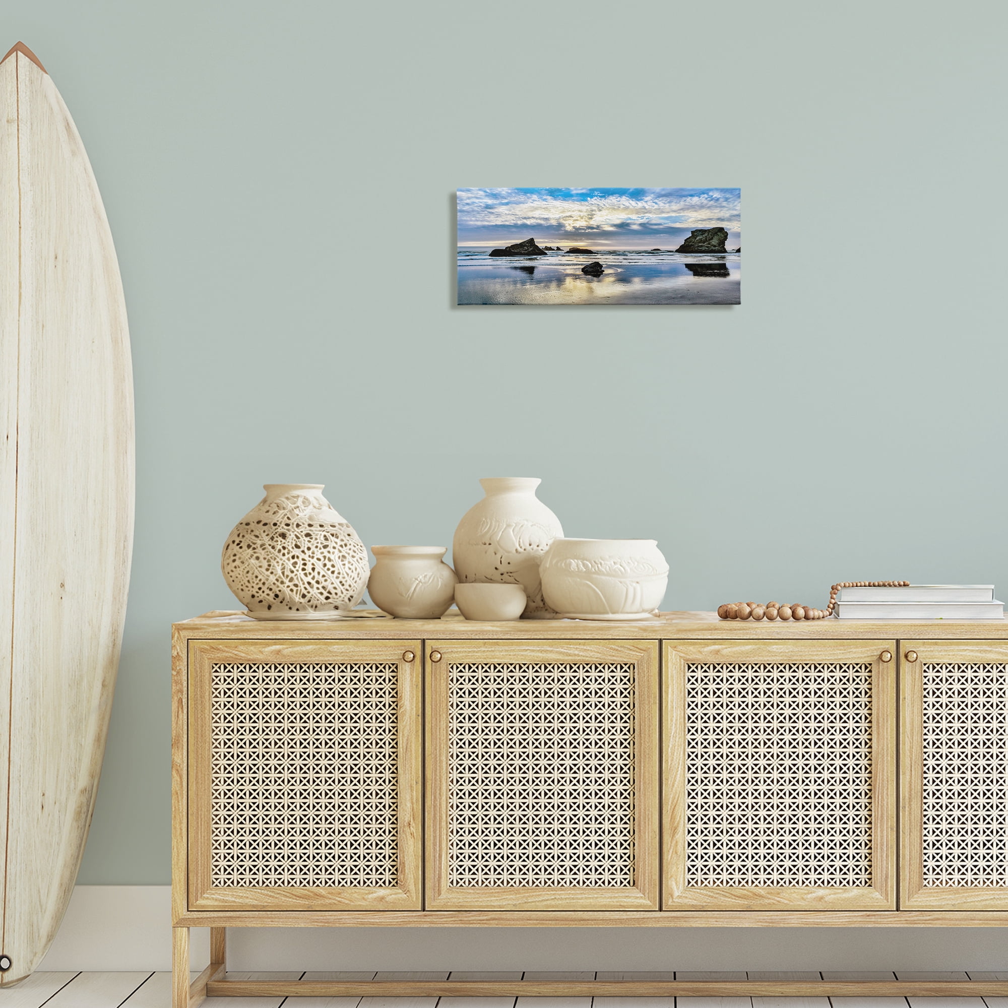 Stupell Industries Rocks Protruding on Beach Nautical & Beach Photography Wrapped Canvas Art Print Wall Art, 24 x 10