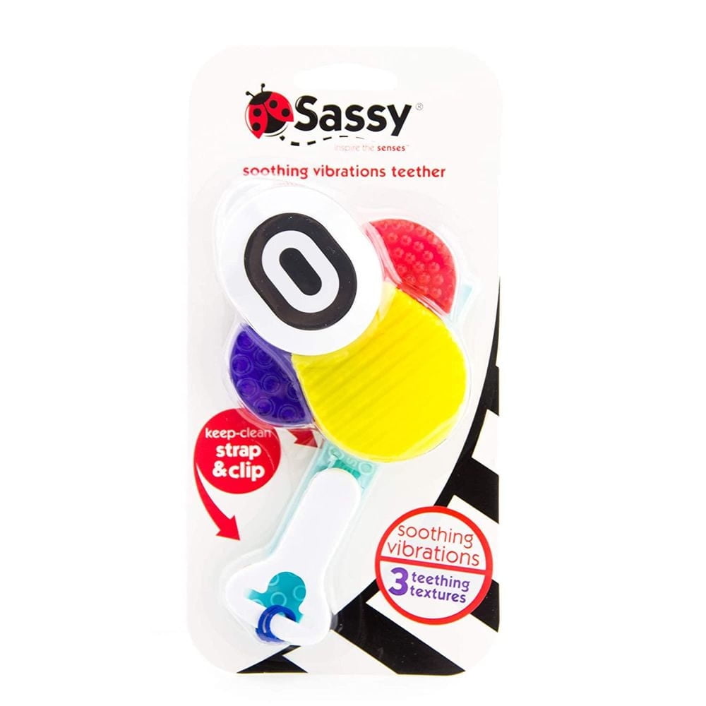 Sassy Soothing Vibration Baby Teether W/Keeper