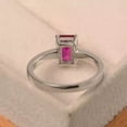thumbnail image 2 of Simulated Pink Ruby 2Ct Emerald Cut Solitaire Women's Wedding Ring 14K White Gold Plated, 2 of 4