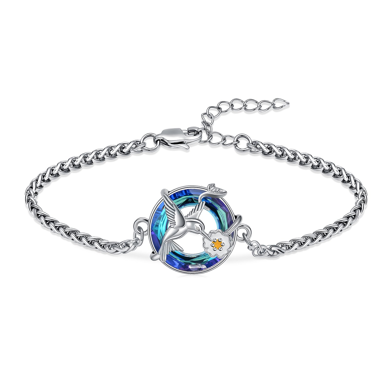 Crystal Urn Bracelet for Ashes Hummingbird Urn Cremation Jewelry for Ashes Keepsake Pendant Locket Bracelet for Women Mom Memorial Keepsake Bangle