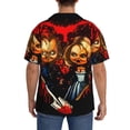 thumbnail image 3 of Lsque Chucky print Men's Cuban Collar Short Sleeve Shirt Summer Beachwear Casual Button Down Fashionable Vacation Leisure Shirt-X-Large, 3 of 7