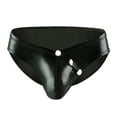thumbnail image 2 of Men Shiny Leather shorts, Sexy Open Crotch, Glossy PVC Leather, Wetlook Latex Briefs, 2 of 5