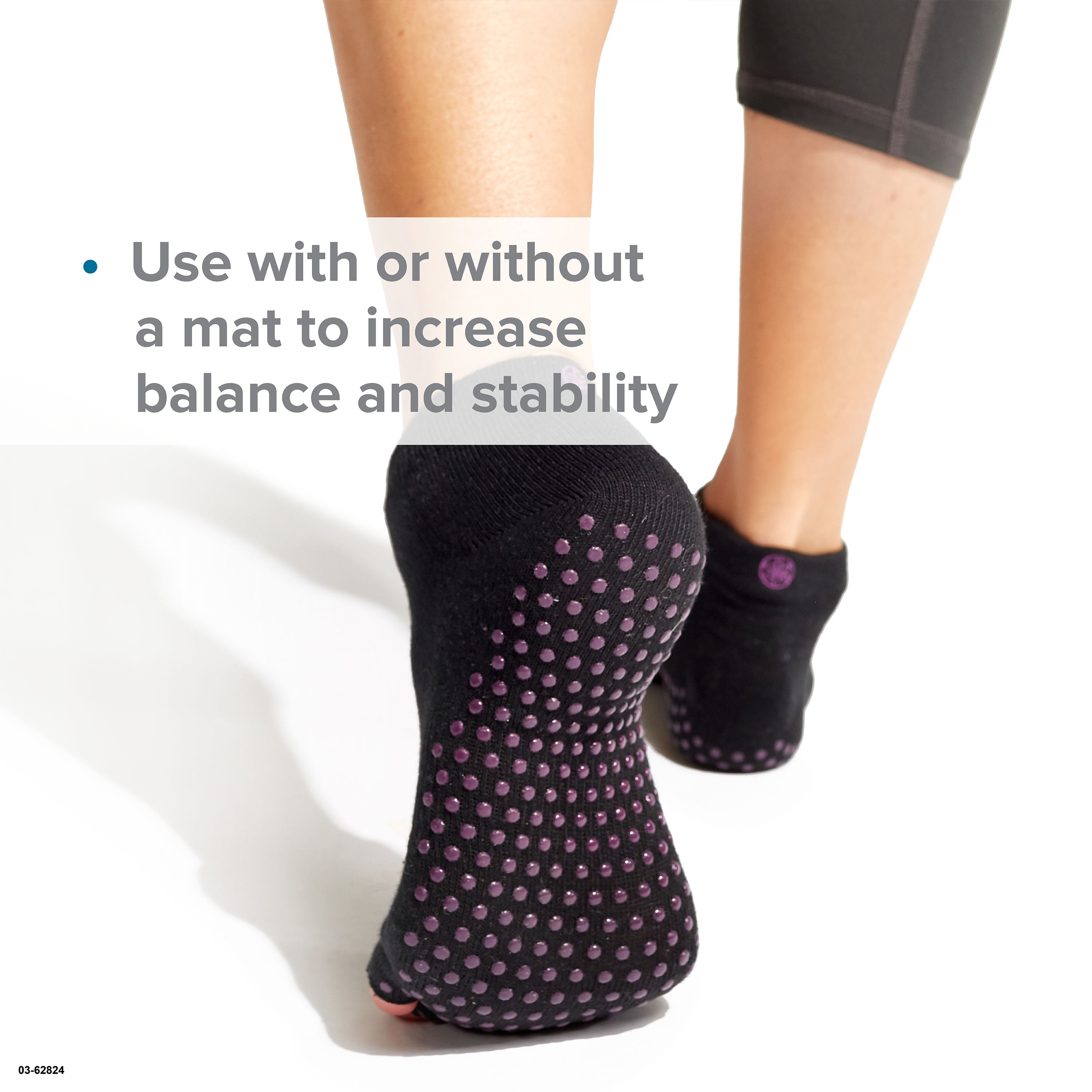Evolve by Gaiam Toeless Grippy Yoga Socks, 2 Pack, Black and Grey