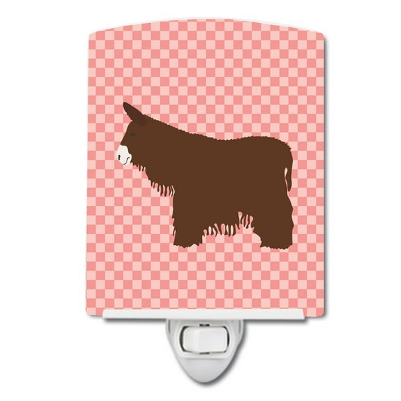 Poitou Poiteuin Donkey Pink Check Ceramic Night Light