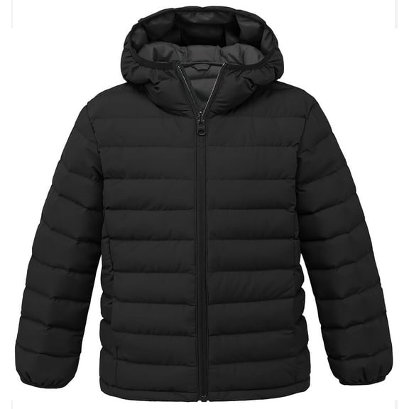 Wantdo Boy's Winter Coat Windproof Puffer Jacket Lightweight Outerwear Jacket Black 10/12