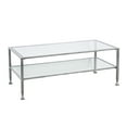 Jumpluff Metal/Glass Rectangular Open Shelf Coffee Table, Distressed