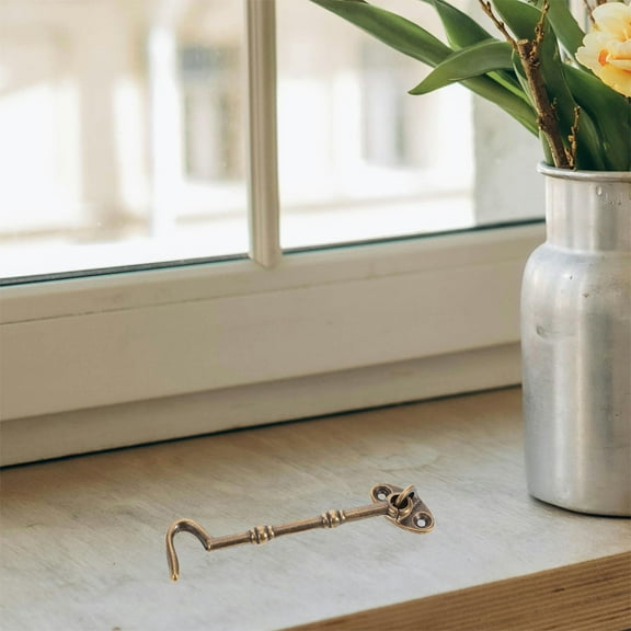 WHAMVOX Brass Hook Eye Latch for Door Barn Door Lock Heavy Duty Gate Hook Vintage Door Hardware Hook Latch Locking Part Latch Replacement