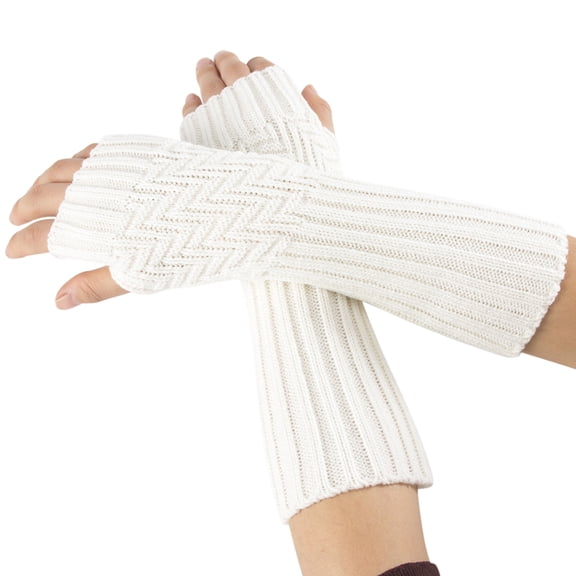 OJJCXA Womens Mens Gloves for Women Men Knitted Arm Sleeve Fingerless Soft Warm Winter Mitten Protective Gloves