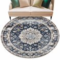 thumbnail image 2 of 7ft Washable Round Rug, Bohemian Circular Non-Slip Circle Area Rug for Living Room Dining Room, Vintage Ethnic Style Pattern Indoor Floor Mat for Home Decor, 2 of 9
