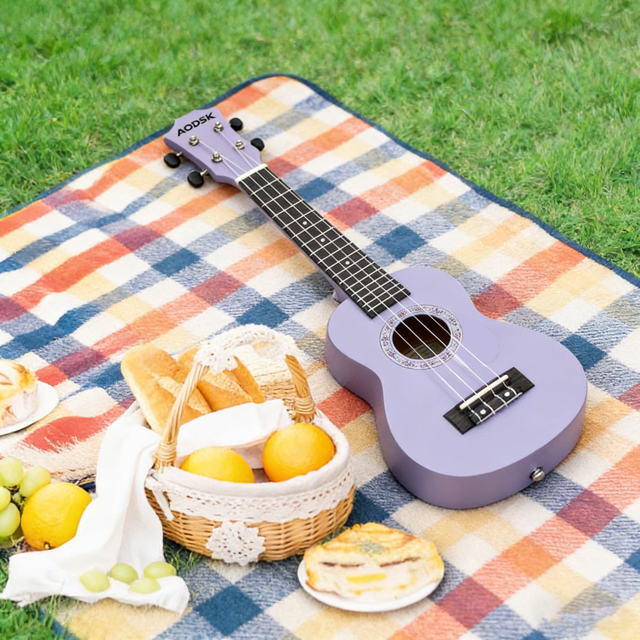 AODSK 23" Concert Ukulele Kit with Gig Bag, Strap, Extra Strings, Picks, Online Lesson, Ukelele Adult Beginner Series AUC-P06