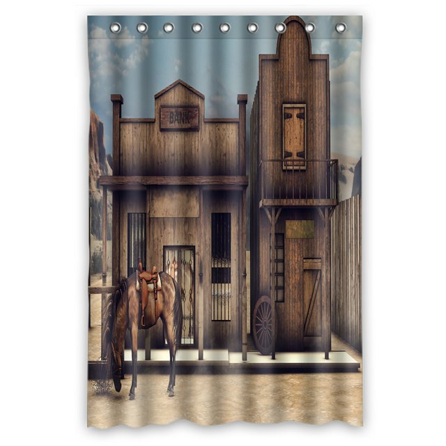 Cortina de Ducha ABPHQTO poliéster impermeable 3D Paisaje Salvaje Oeste 120x180 cm