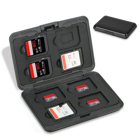 EEEKit Memory Card Carrying Case, Large capacity 8 SD and 8 Micro SD Card, Waterproof Shockproof Memory Card