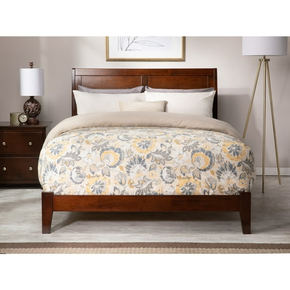 Portland Queen Solid Wood Foundation Bed in Walnut