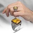 thumbnail image 3 of Vintage Gemstone Ring-Gift for Him and Her-925k Turkish Handmade Sterling Silver Yellow Zircon Ring, 3 of 5