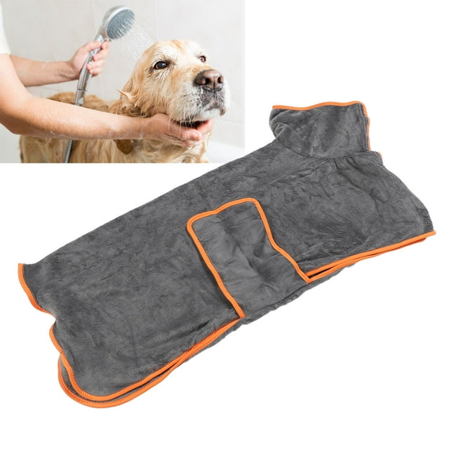 Albornoz Gris Premium de fibra fina para perros, absorbente Suave de Secado Rápido Con Diseño Engrosado para la Piscina y El Aseo del Hogar