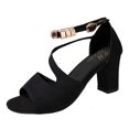 thumbnail image 2 of Womens Open Toe Strapy Pumps Shoes Buckle Ankle Strap High Heeled Shoes with Suede Arch Support, 2 of 4