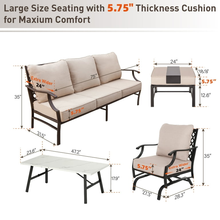 MF Studio 7 Seater Patio Conversation Set Metal Outdoor Furniture