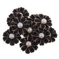 thumbnail image 2 of 10 piezas de botones planos de cristal con forma de flor de perlas y diamantes de imitación de 10 pétalos para joyería negro + perla, 2 of 9