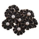 thumbnail image 2 of 10 piezas de botones planos de cristal con forma de flor de perlas y diamantes de imitación de 10 pétalos para joyería negro + perla, 2 of 9