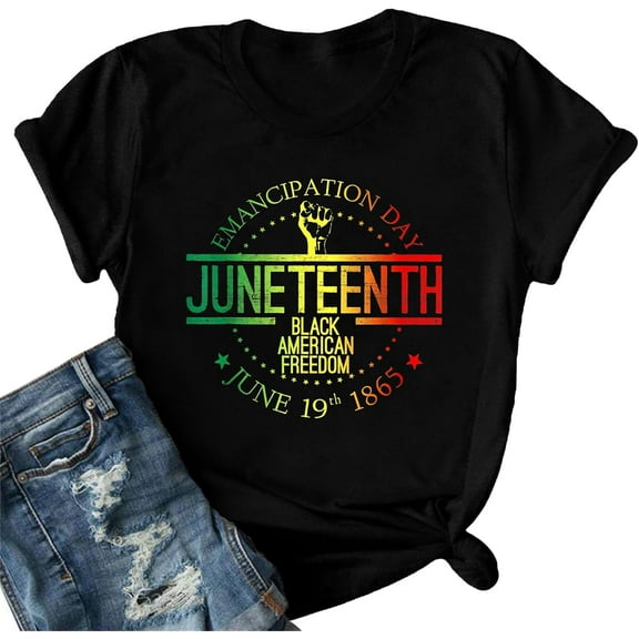 Juneteenth_Shirt Outdoor Tops Sports T-shirt Casual Graphics Tops Gift Tee Medium Man Women