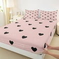 thumbnail image 3 of Manfei Kawaii Black Love Heart 4pcs Bed Sheets for Female Women Girls,Dreamy Princess King Sheets,Romantic Couple Lover Super Cozy Sheet Set,Microfiber Bedroom Decor, 3 of 7