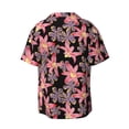 thumbnail image 2 of Xecao offers the Lilies Flowers for Men's Casual Short-sleeved Shirt, a button-up collared shirt with a pocket, perfect for beach vacations and yacht travel in the Small size., 2 of 7
