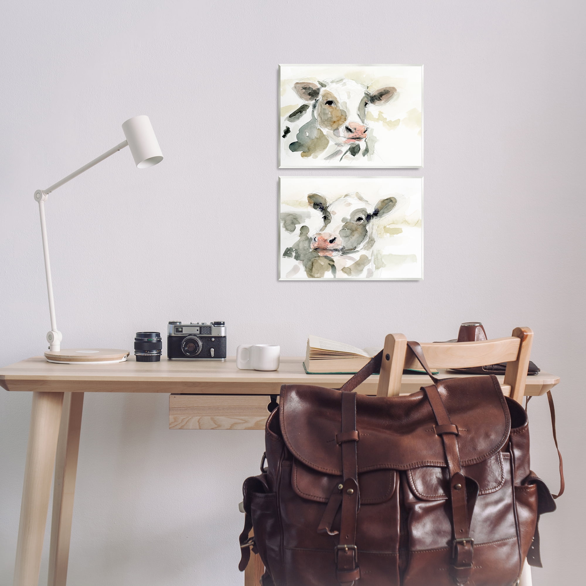Stupell Industries Watercolor Holstein Farm Cows Animals Painting Unframed Art Print Wall Art, 14 x 11, Set of 2