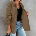 thumbnail image 5 of Otntypg Womens Corduroy Button Down Shirts Boyfriend Shacket Jacket Trendy Fall Spring Long Sleeve Oversized Blouses Tops with Pockets Khaki M, 5 of 10
