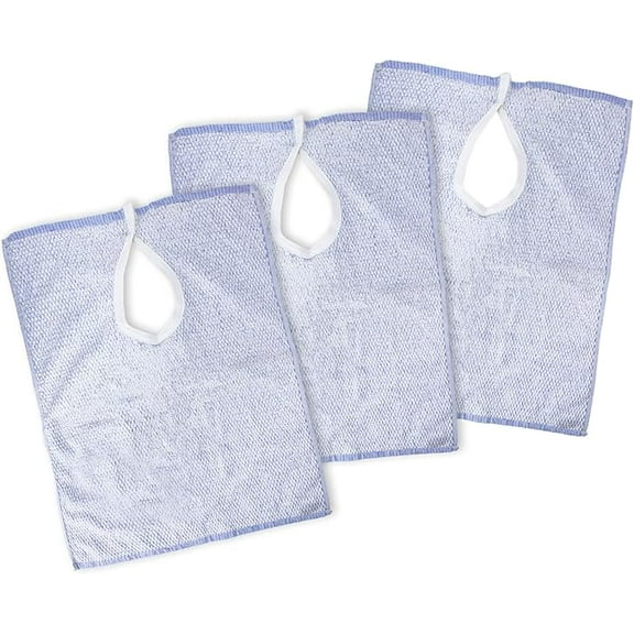 Adult Bibs, Bibs For Adults Senior Citizens, 100 Percent Cotton And Washable Bibs For Elderly Men Women Eating, 3 Pack, Blue