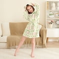 thumbnail image 3 of FORMRS Niños Bathrobe Unisex Hooded Robe Soft Plush Pajamas Sleepwear, Size 4-6T, Light Green Geometric, 3 of 7