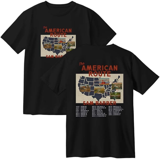 Sam Barber The American Route Tour 2026 Camiseta de algodón Mujer Hombre Moda Cuello redondo Camiseta de manga corta