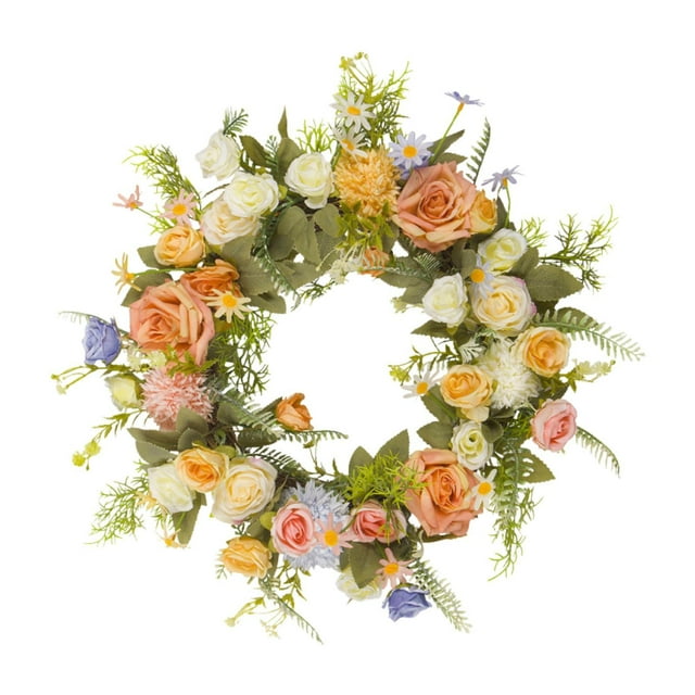 Corona de Primavera para Puerta de Entrada Corona de Flores Artificiales Decoración de Guirnaldas 18 en para Balcón de La Casa