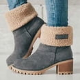 thumbnail image 3 of Botas de tacón grueso para mujer, botas de nieve antideslizantes a media pantorrilla, zapatos cortos de plataforma cómodos, 3 of 5