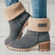 thumbnail image 3 of Botas de tacón grueso para mujer, botas de nieve antideslizantes a media pantorrilla, zapatos cortos de plataforma cómodos, 3 of 4