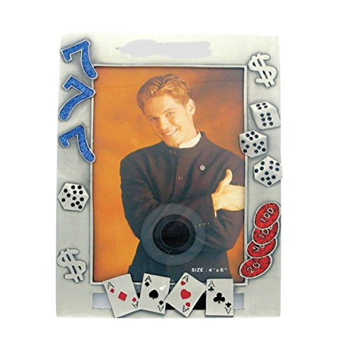 Rockin Gear Picture Frame Casino Gambling Pewter Photo Frames Holds a 4x6 Inch Print for Wall or Table Mount, Best Gift Idea