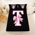 thumbnail image 5 of Erosebridal Pink Letter T Monogrammed Kids Queen Sheet Sets,Cute Bowknot Bed Set For Bows Lover 4pcs, 5 of 6