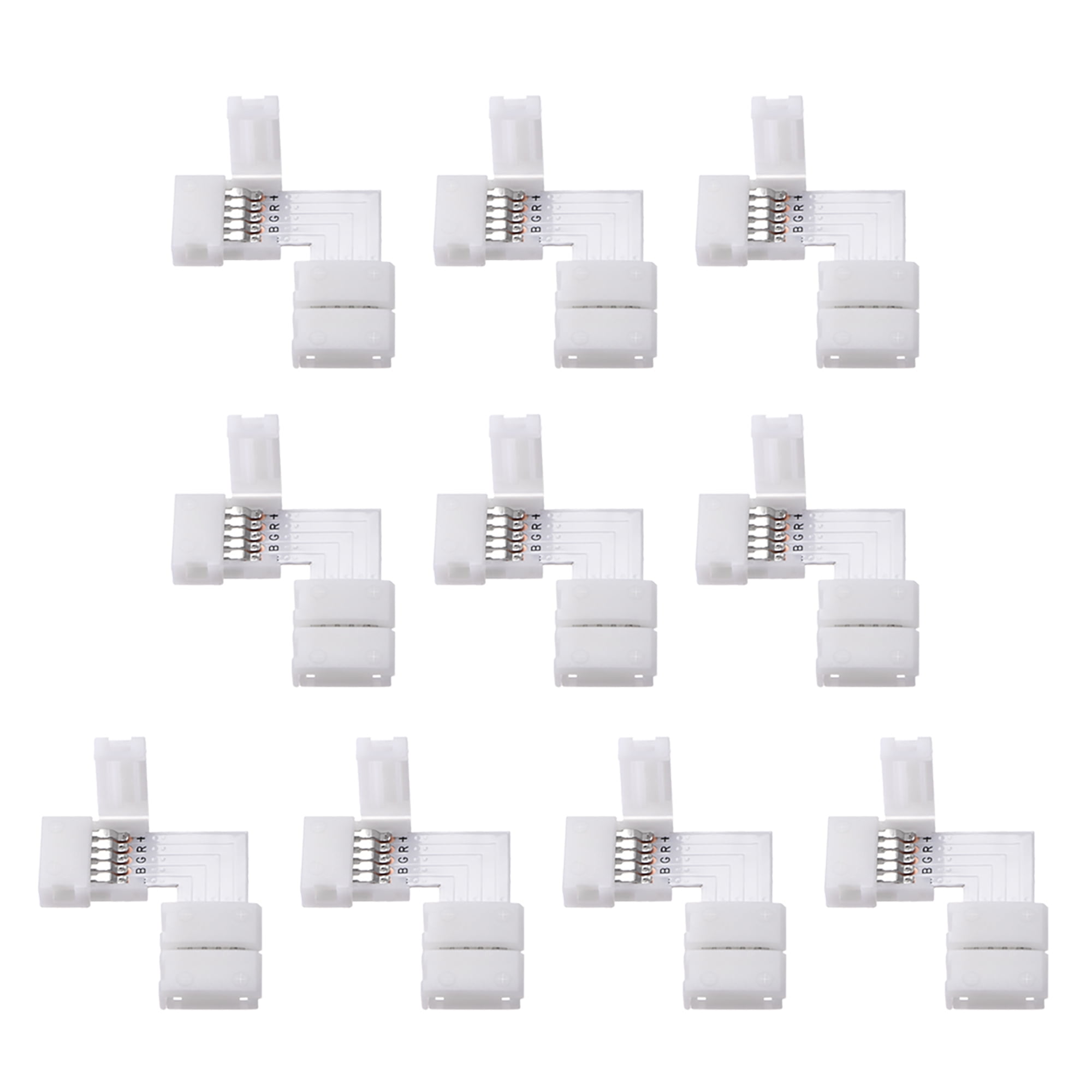 10mm 5P L-shape Connector for 5050 3528 RGBW 5 Conductor LED Strip Lights 10pcs