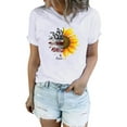 thumbnail image 2 of Fshinging Womens Tops Independence Day Sunflower Print Short Sleeve O-Neck Casual Summer Vintage T-Shirts, 2 of 5