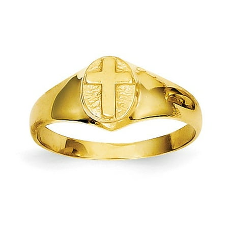 14k Yellow Gold Childs Polished Cross Ring