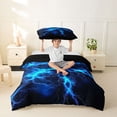 thumbnail image 2 of Homewish Blue Wild Lightning Twin Duvet Cover,Modern Abstract Art Twin Bedding,Black Reversible,2pcs,1 Duvet Cover and 1 Pillowcase, 2 of 6