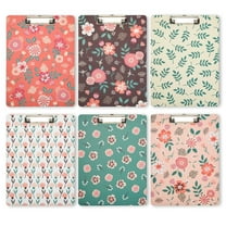 6 Pack Clipboards with Low Profile Clip and Hook, Letter Size Paper Storage, 6 Floral Designs, 9x12 in
