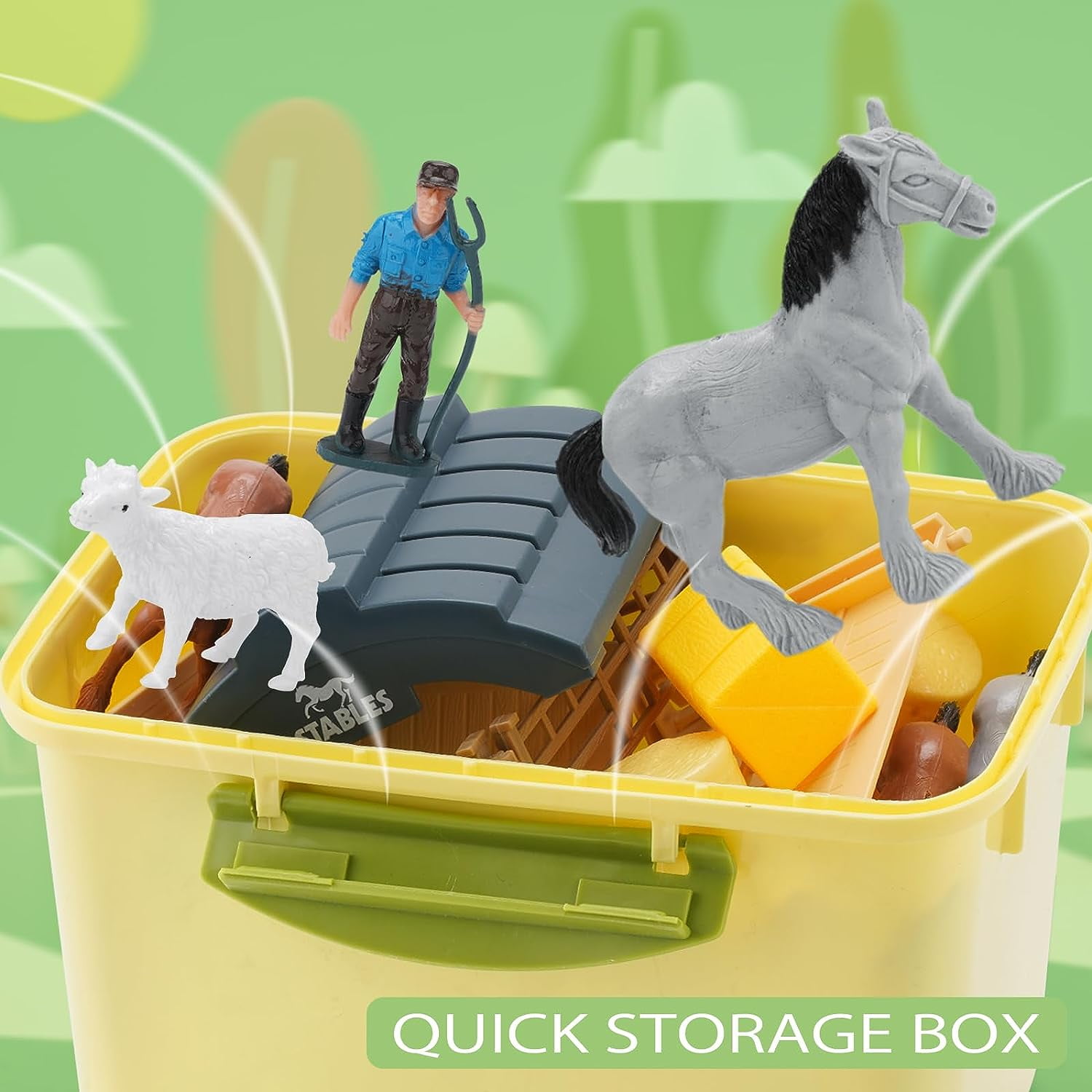 Farm Toys Play Vehicles Playset, DIY Take-Apart Truck, Trailer, Farm Animals, Horse, Lamb Figurines, Screwdriver - STEM Educational Learning Tractor Toy Play Set for Age 3-12 Years Old Kids Toddlers
