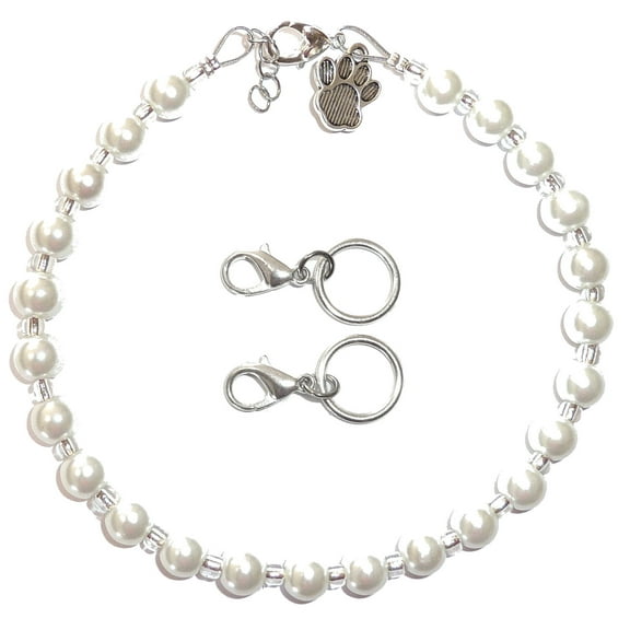 Pet Collar Adjustable Beaded Bling Jewelry Necklace, Pet Lover, Paw Print Charm, Small, Medium Dogs, Cats, Kittens, Puppies, Small Animal Accessories