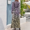 thumbnail image 3 of Zebra Print Dress High Neck Watercolor Ombre Printed Beach Dresses Long Sleeve Aesthetic Long Maxi Dress Trendy Clothing, 3 of 5