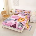 thumbnail image 2 of Erosebridal Wild Giraffe Elephant Bed Sheets,Cute Lions Animals King Sheets For Girls Kids 4-Piece, 2 of 6