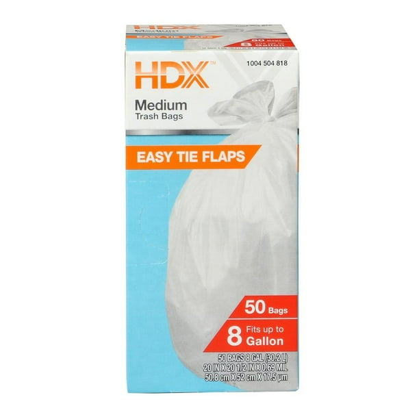 8 Gal. White Medium Trash Bag (50Count) (D)